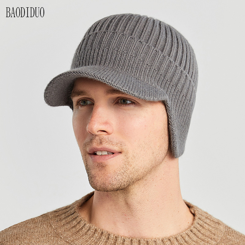 Xinbaoguan 100% acrílico 9106 sombrero de otoño e invierno para hombre, gorro de lana, gorro de lana cálido para exteriores, gorro tejido con protección para los oídos