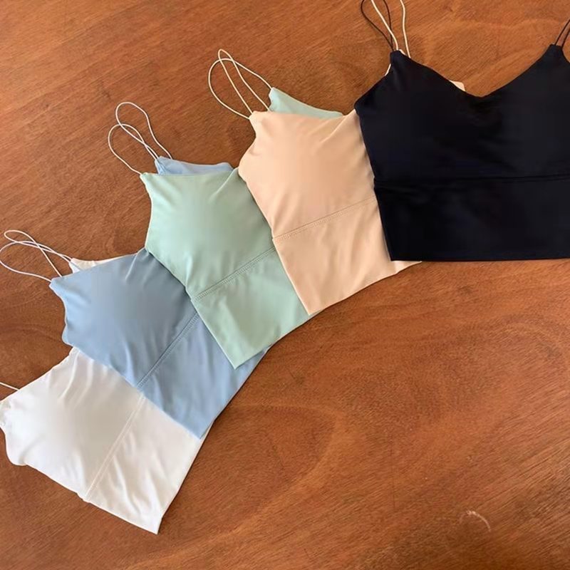 1pc Vrouwen Sexy Effen Kleur Hemdje Ijs Zijde Buis Naadloze Sport Tank Top Draadloos Ondergoed Bh Bralette Vest