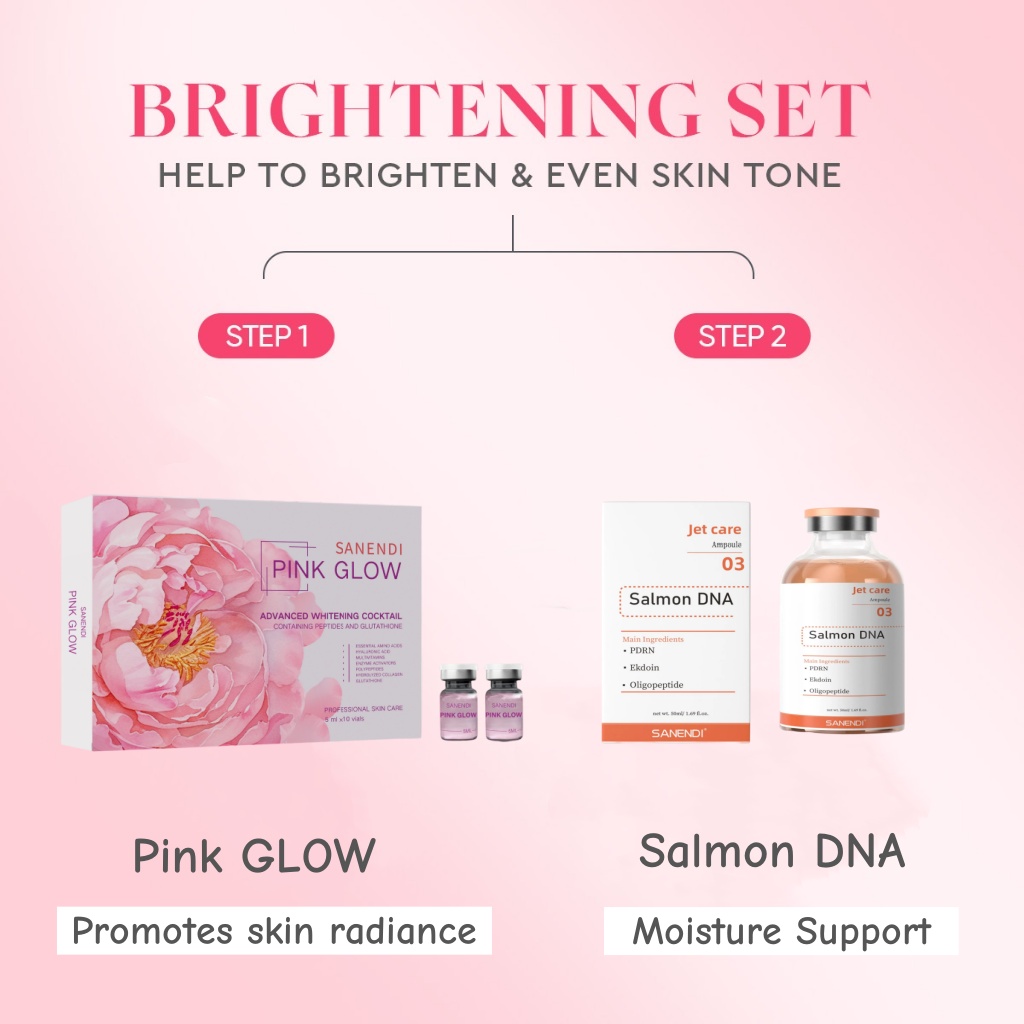 2-в-1 Salmon DNA & Pink Glow Complex Сыворотка для осветления лица + восстановление Dermapen Увлажняющий пигментный раствор Набор для ухода за кожей