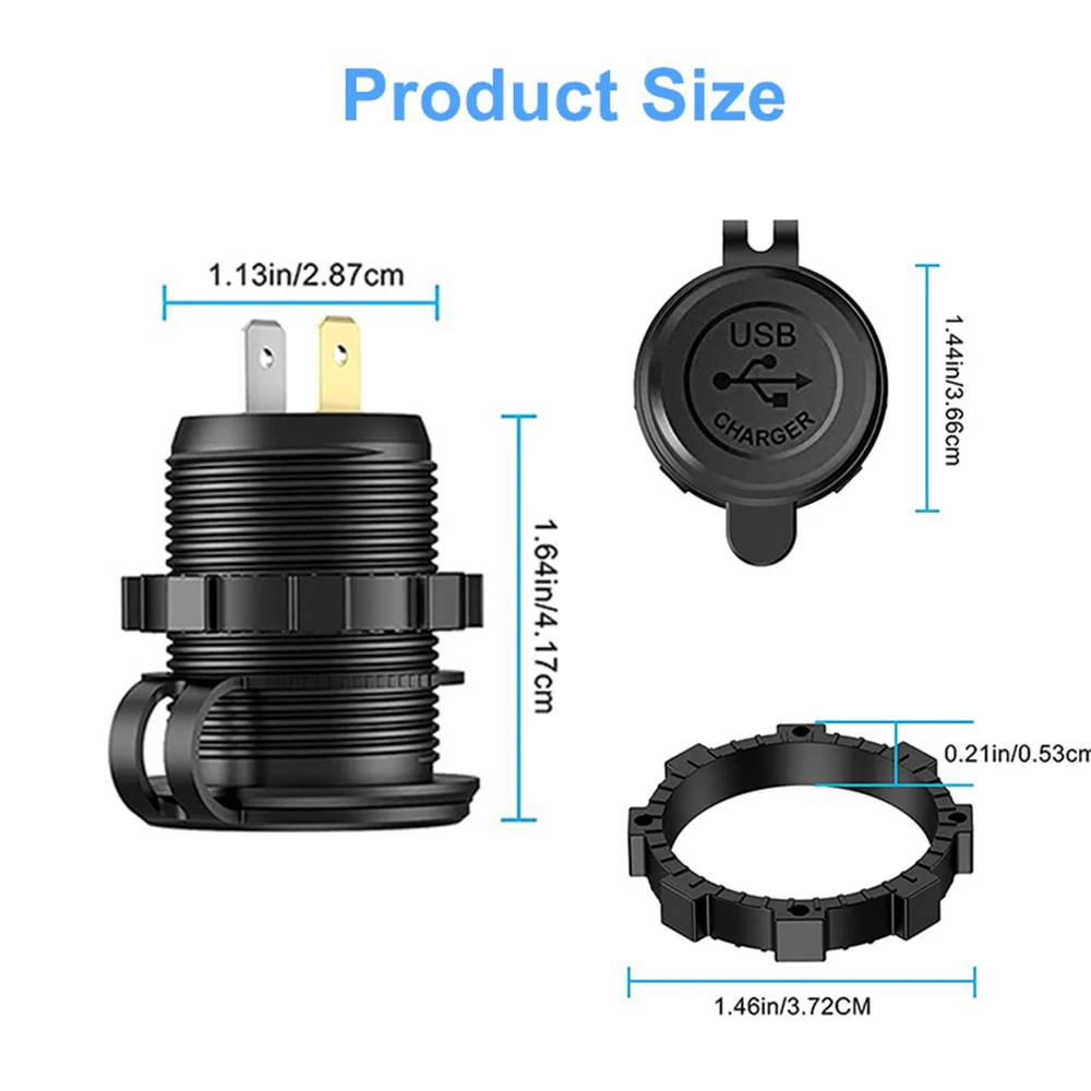 60 ワット高速クイック電話充電器 QC3.0 デュアル USB ソケット電源コンセントスイッチ付き防水 12 V-24 V 車オートバイボート