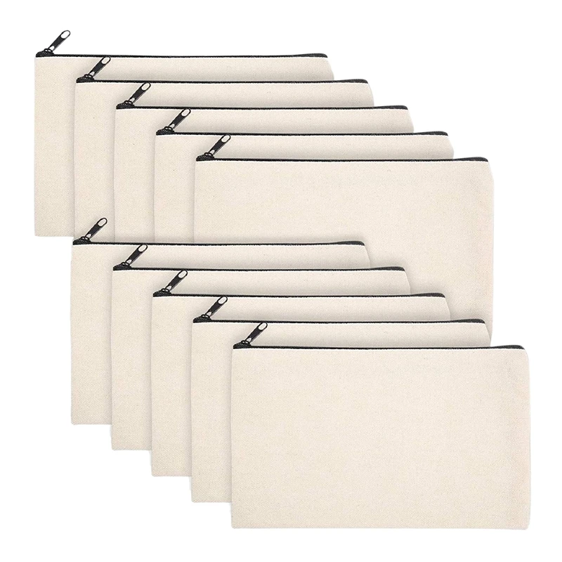 10 Chiếc Trống Thủ Công DIY Vải Canvas Bút Trống Trang Điểm-Canvas Túi Đựng Cotton Canvas Túi Đựng Mỹ Phẩm túi Xách Du Lịch