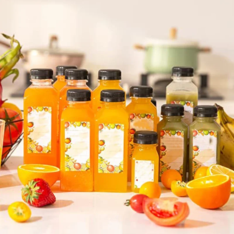 5pcs 60-500ML Empty Clear Plastic Bottles with Caps W/ Folding Funnel Reusable Water Bottle Containers for DIY Juicing Smoothie