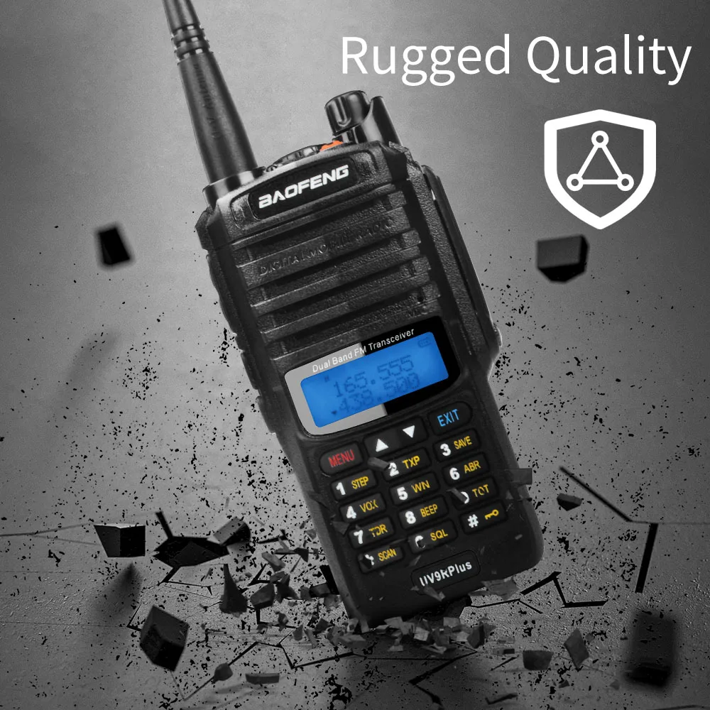 Baofeng UV-9RPlus 136-174MHz 400-520MHz VHF UHF banda Dual IP67 impermeable 8W 128Ch linterna FM Walkie Talkie UV-9R Plus