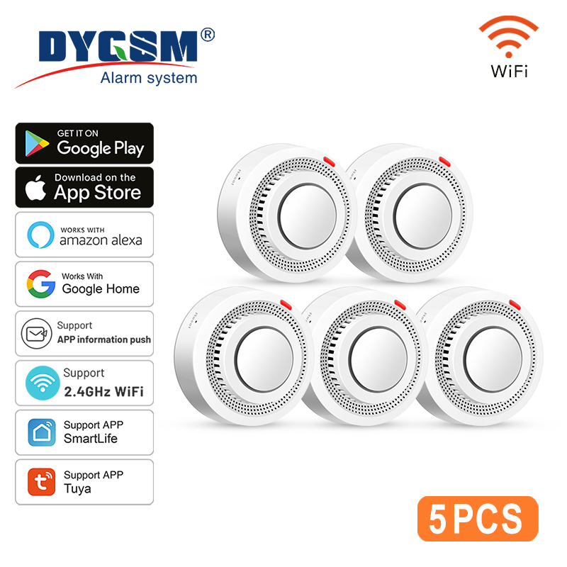 Tuya Smart WiFi การแจ้งเตือนเซ็นเซอร์ควัน & 85dB On-Site Alarm เมื่อควันตรวจพบว่าความปลอดภัยได้ตลอดเวลา Smartlife APP Contorl