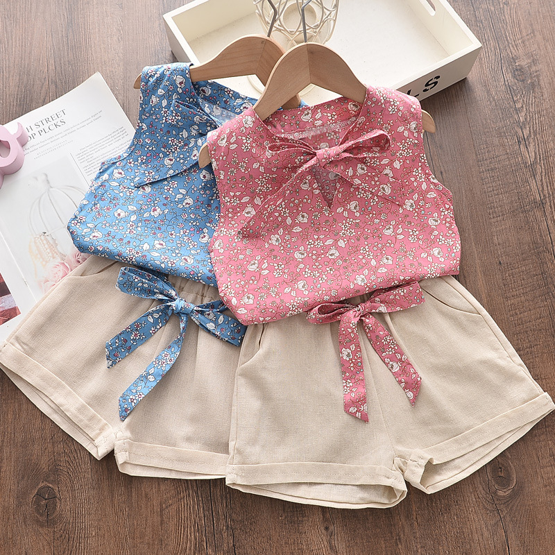 Nuovi vestiti estivi per neonate bambini gilet senza maniche pantaloncini 2 pezzi/set abbigliamento per bambini costume di moda infantile tute per bambini