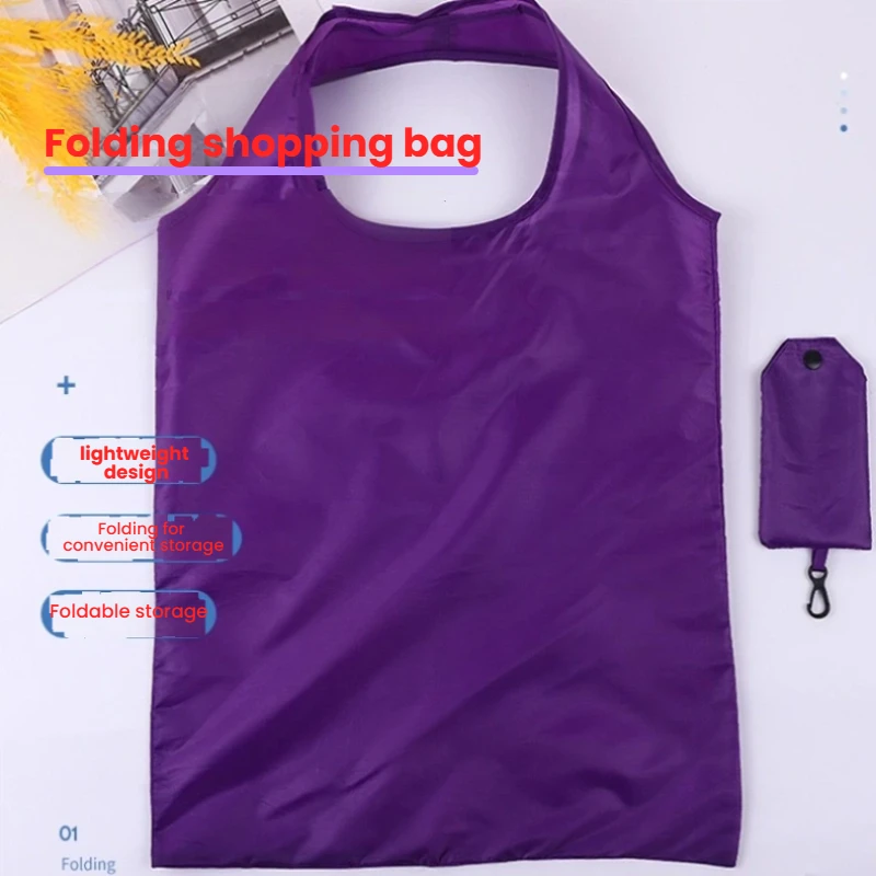 Bolsa de compras plegable de supermercado de gran capacidad, color sólido Simple, bolsa de almacenamiento, ligera y portátil, ecológica, de mano