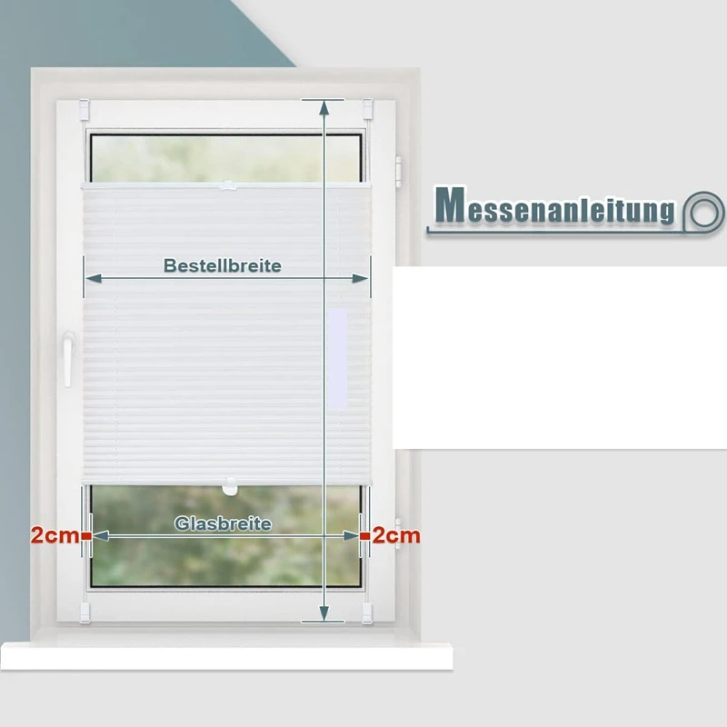 Pleated Blind - No Drilling Required - Pleated Blind with Klemmfix Brackets - Privacy Screen - Opaque Roller Blinds for Windows