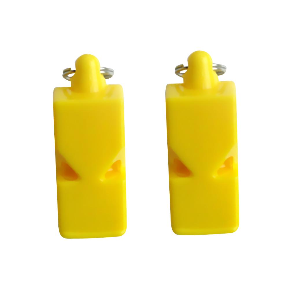 Silbato de plástico para supervivencia de emergencia, accesorio para acampada, canotaje, color amarillo, 5 unidades