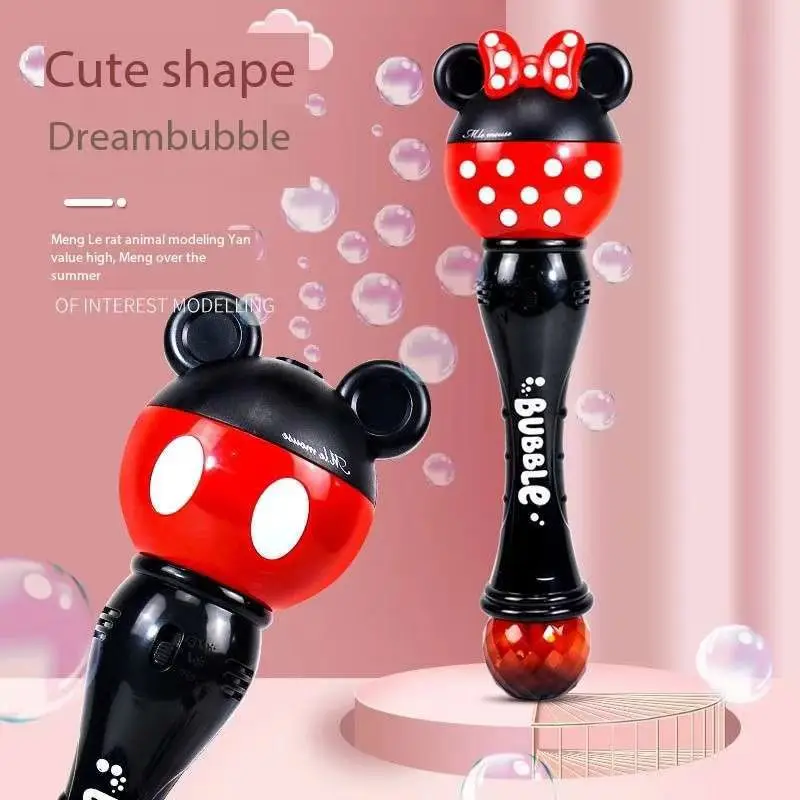 Mickey การ์ตูนใหม่ Bubble Machine เด็กชายและเด็กหญิง Magic Stick ของเล่นใหม่ Mickey Mouse Minnie ไฟฟ้าสบู่ Bubbles ของขวัญเด็ก
