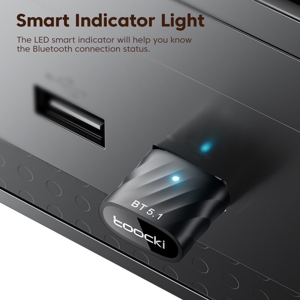 Adaptador Bluetooth Toocki-USB, Receptor De Áudio, Alto-falante Do PC, Mouse Sem Fio, Fone De Ouvido, Transmissor De Música Teclado, Dongle BT 5.1