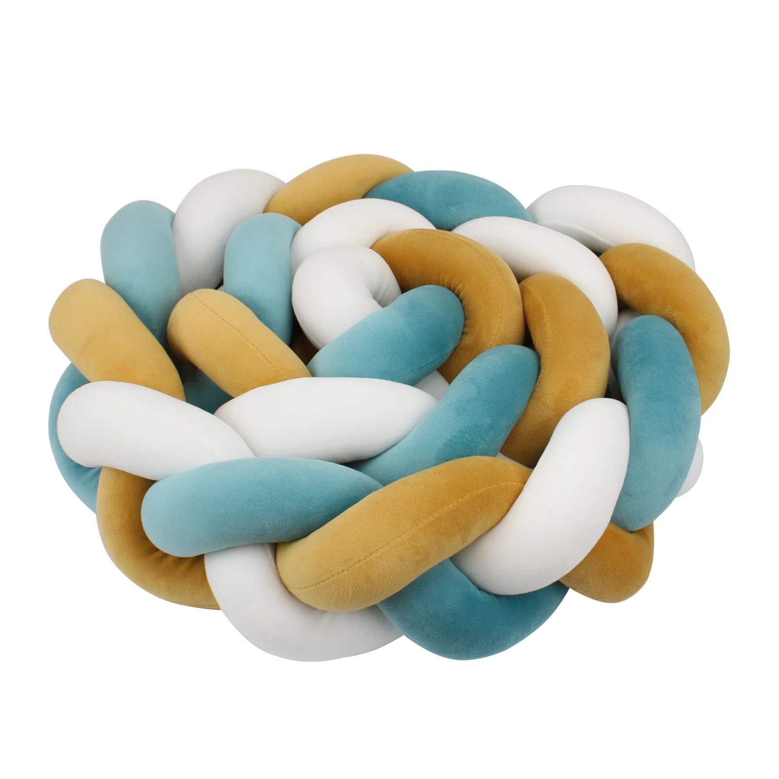 Parachoques para cama de bebé de 1m/2m/3m/4m, Protector de cuna para bebé recién nacido, almohada trenzada con nudo, cojín, parachoques anticolisión para cuna
