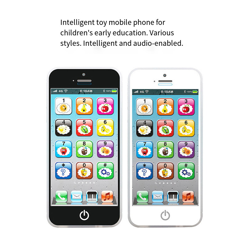 Brinquedo educacional infantil recarregável, telefone, dispositivo de aprendizagem precoce em inglês com tela sensível ao toque com luz musical