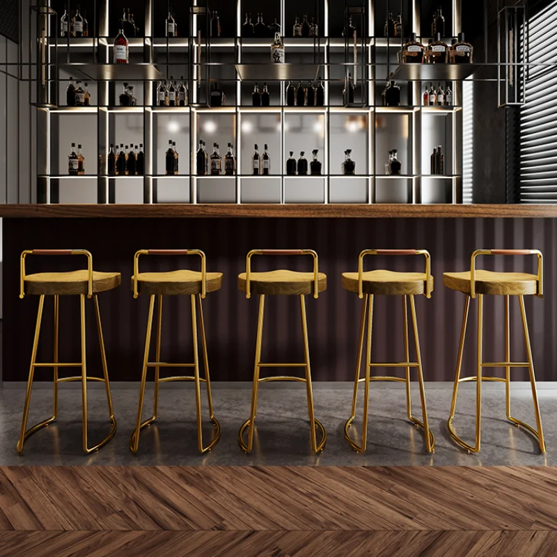 Mostrador de madera moderno, asientos altos, sillas de Bar de lujo, muebles de recepción para exteriores, muebles Barra Cocina