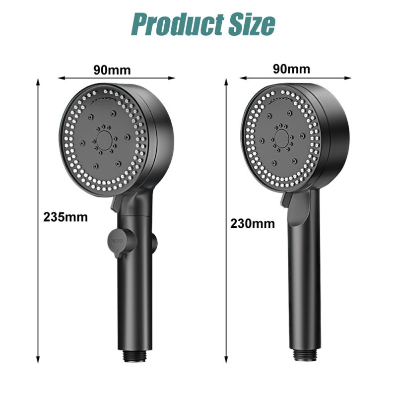 8 Modes High-Pressure Shower Head Fall Resistance Black Handheld Shower Head Water Saving Bathroom Shower Accessories