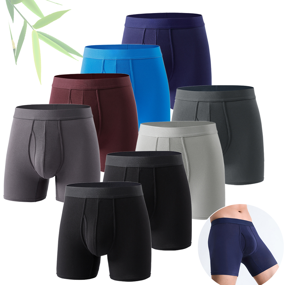 8er-Pack Boxershorts für Herren aus Bambusfaser, sexy lange Boxershorts, atmungsaktive und weiche Unterwäsche für Herren, Übergröße S-XXL
