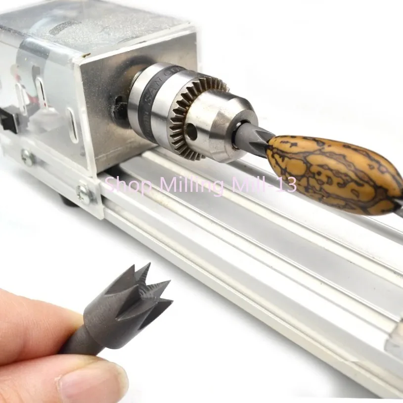 1pc Woodworking Lathe Accessories Plum Blossom Thimble Top Bead Chuck Tail Rotary Tool Rest Miniature Small Straight Handle Tail