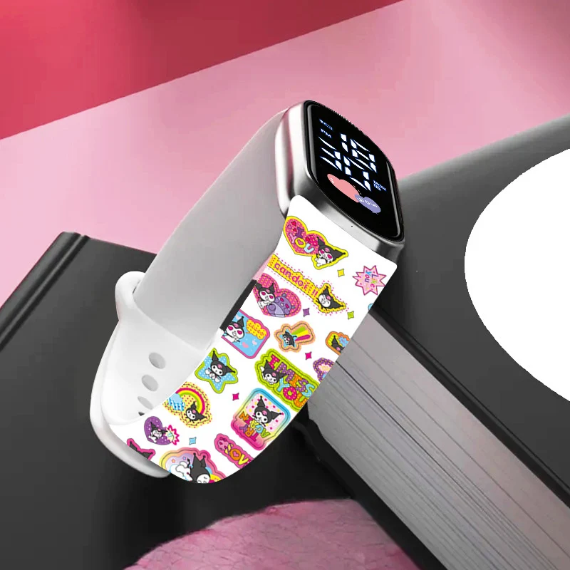 Relojes MINISO Kuromi para niñas, pulsera deportiva para niños, pulsera táctil, reloj Digital resistente al agua para niños, reloj para mujer, reloj montre
