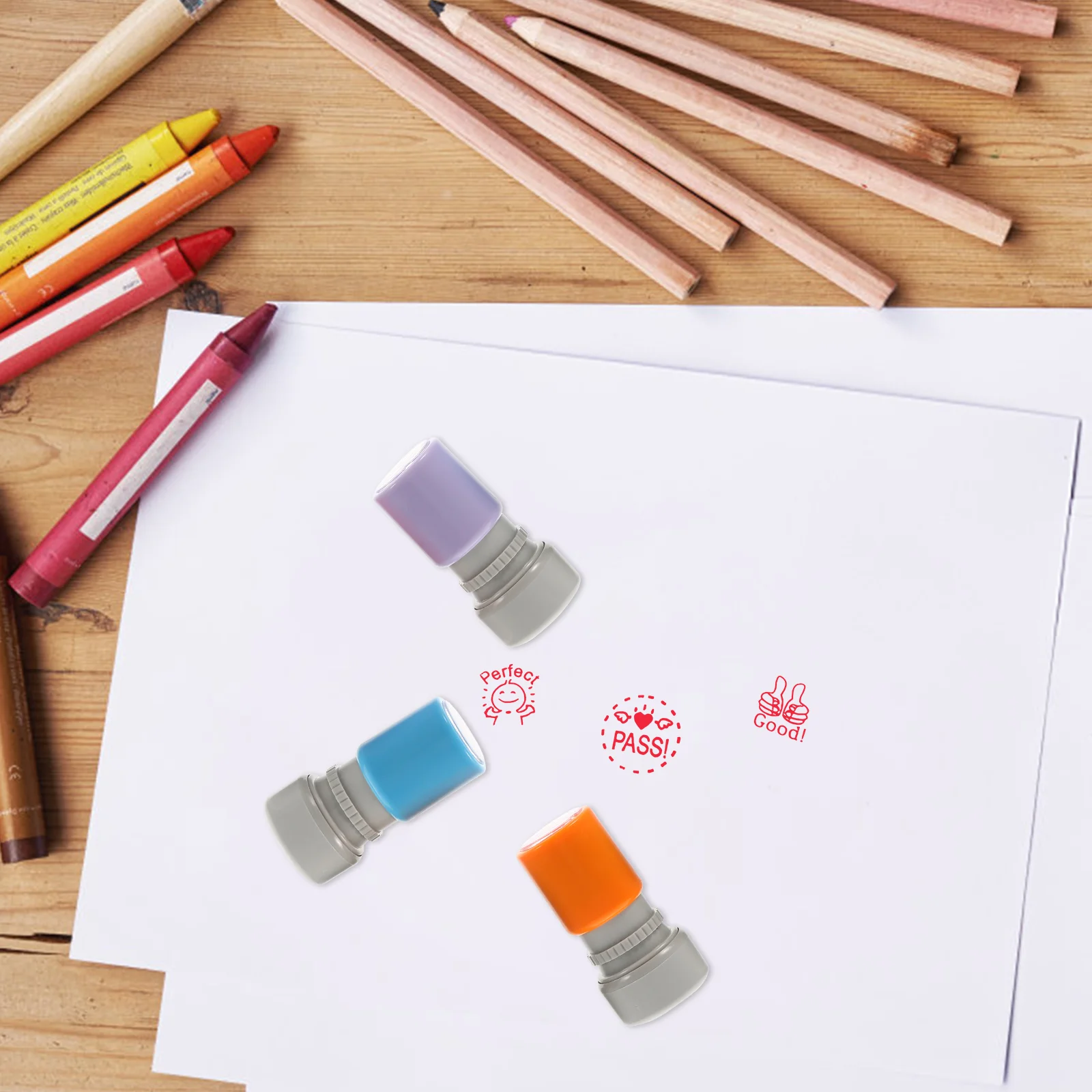 6 ชิ้นเด็กการ์ตูน Chapter คอลเลกชันแสตมป์การศึกษา Stampers Impression แบบพกพาครู Multi - function พลาสติก DIY