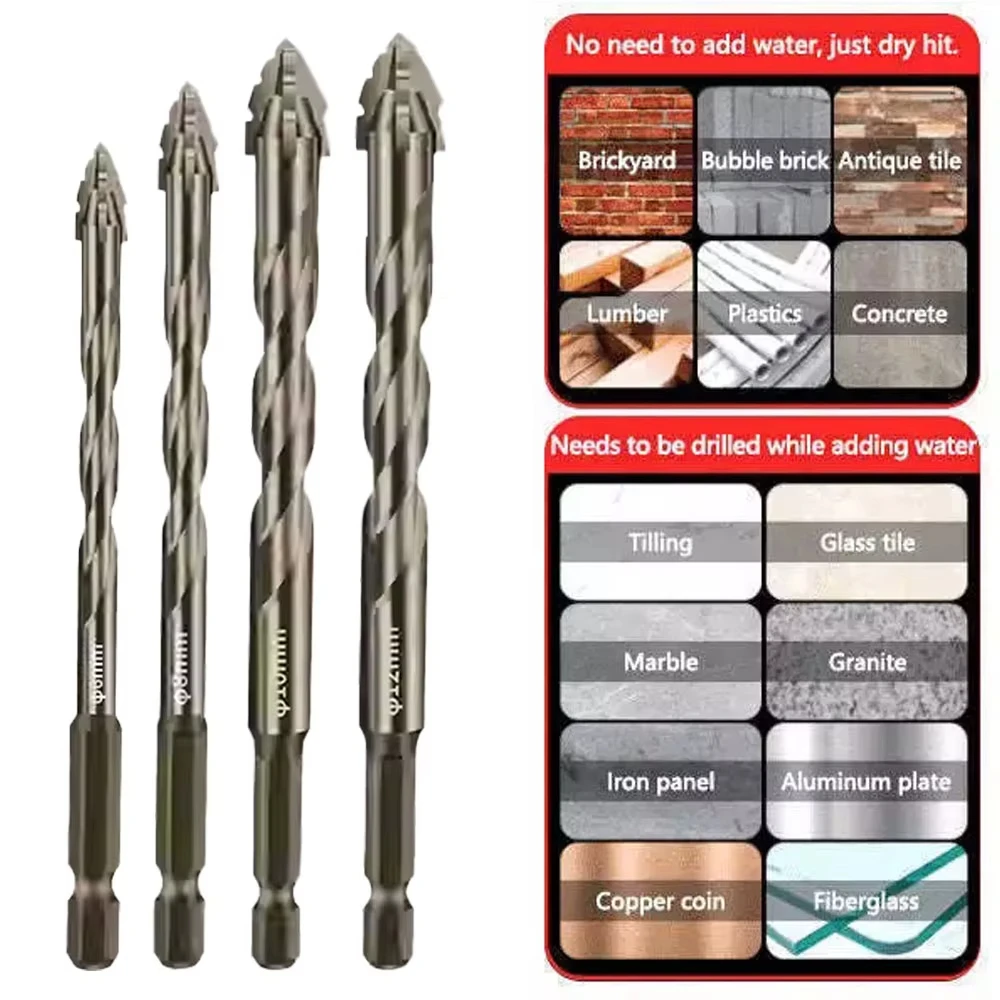 Xiaomi Mijia Four-Edge Eccentric Drill Bit High-Hard Alloy Upgraded Carpentry Tools All Porcelain Concrete Brick Drill Bit Set