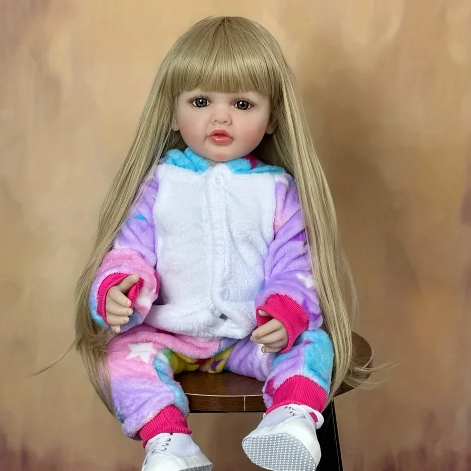 BZDOLL 55 センチメートルリアルなフルシリコーンボディリボーン女の赤ちゃん人形ブロンドロングヘアアライブ新生児ベベ素敵な誕生日ギフト