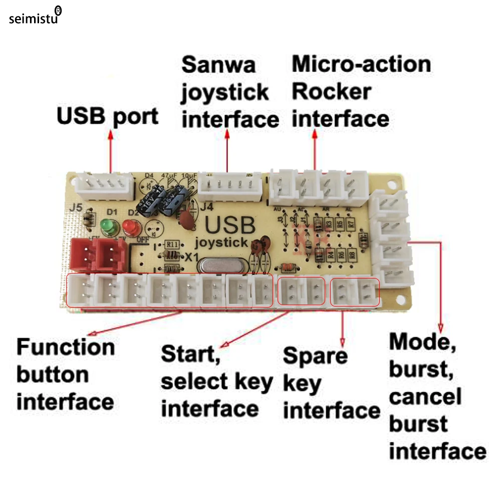 DIY Arcade USB Null Verzögerung Encoder PC zu Joystick Arcade Rocker Platine Steuermodul für PS2 PS3 mit Kabel Druckknopf