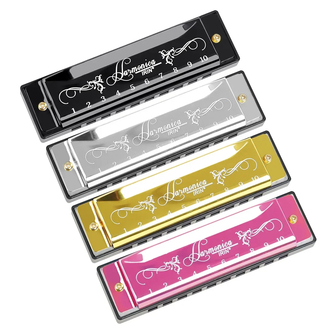 M Mbat Nieuwe 10 Holes 20 Tone Kleurrijke C Tone Harmonica Zwart Zilver Goud Rose Rood Blauw Rood Abs Milieuvriendelijk Plastic