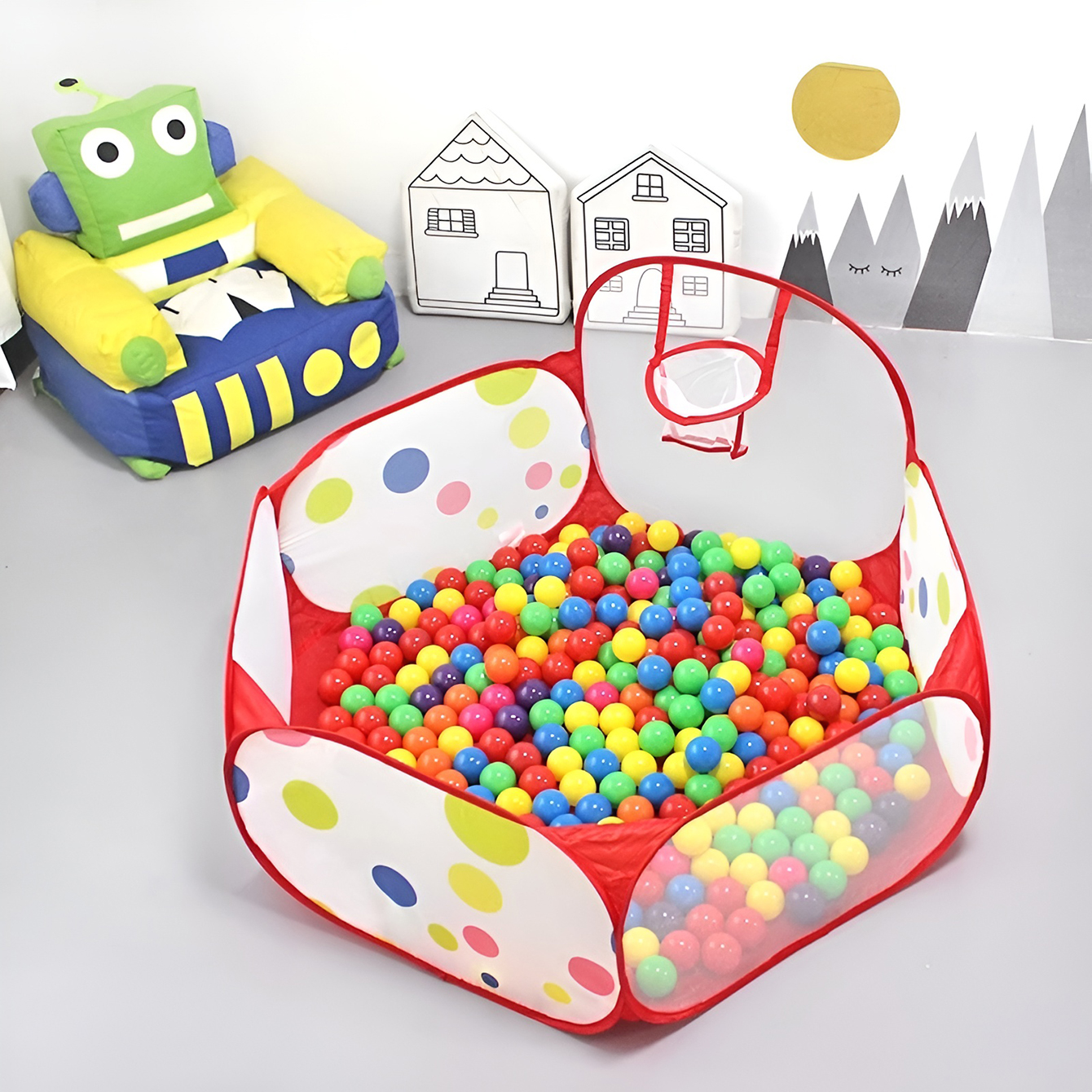 Barraca de jogo para áreas internas e externas, casa de brincar dobrável, piscina de bolinhas oceânicas, grande espaço