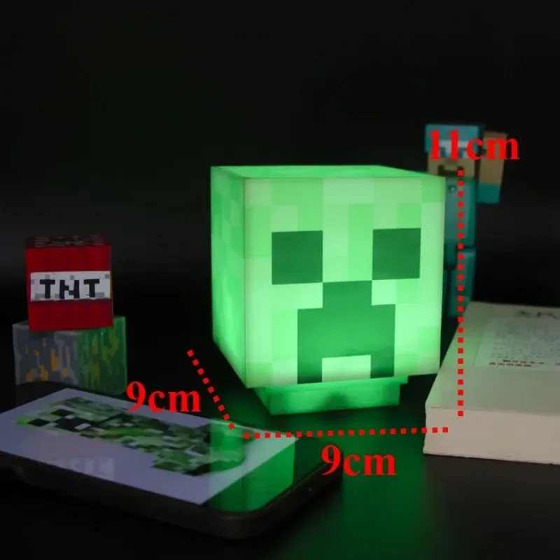 MC game Creeper Night Lamp Block Creative Button Light Toy Game LED Home Bedroom Desktop Decoration Bedside Lamp Ornaments