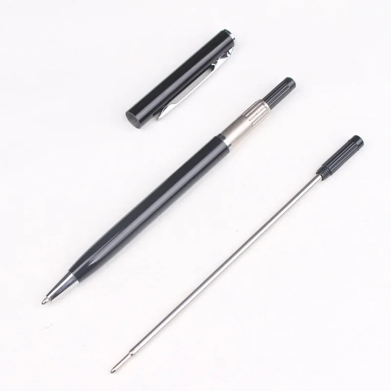 10 cái/lốc Xoay Bút Kim Loại Chịu Nhiệt Đặc Biệt Bút Bi Đổ Lại Cần Hộp Mực Core Mực Nạp Tiền Đen Mực Xanh 11.6cm