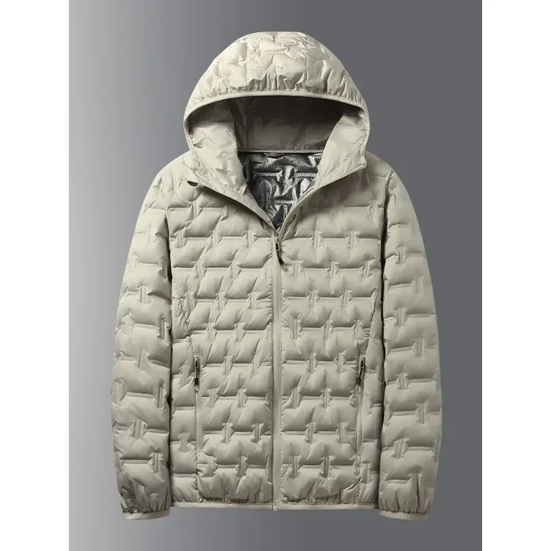 Winter Wit Donsjack Heren Grafeen Zelfopwarming Winddicht Geplooide Pufferjassen Met Capuchon Casual Warme Donsjassen Mannelijke Kleding