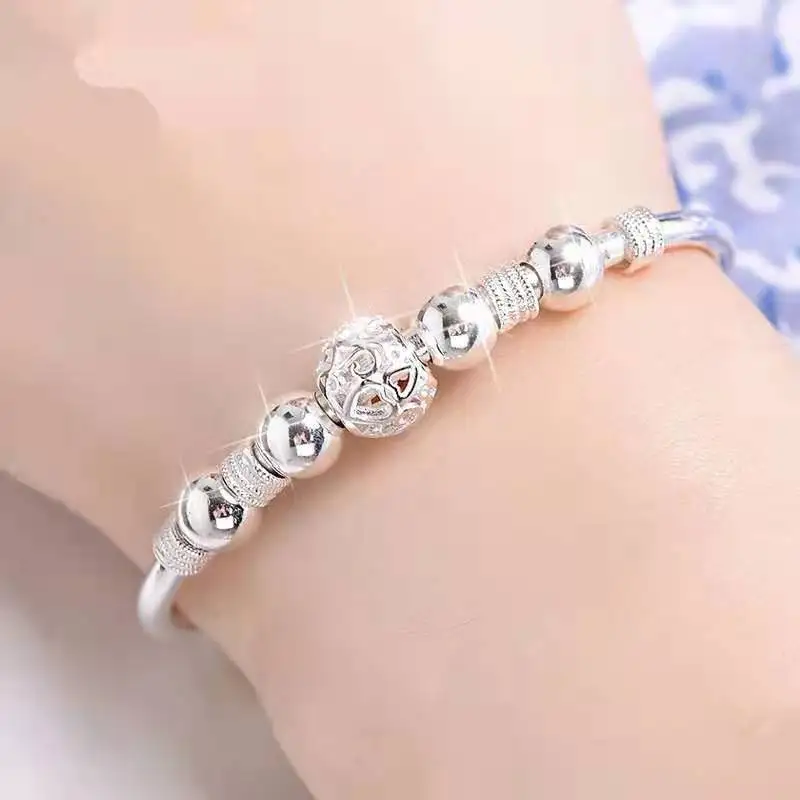Gelang Manik-manik Keberuntungan Mewah Perak Sterling 925, Perhiasan Pesta Pernikahan Klasik Modis, Dapat Disesuaikan