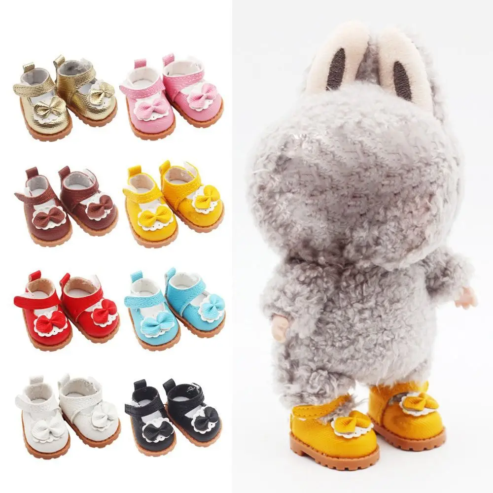 Zapatos de cuero para muñeca Labubu, zapatos con lazo, 17cm, 10cm, EXO, algodón