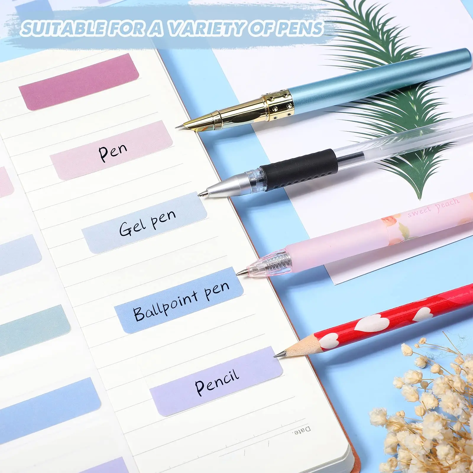 420 ชิ้นสี Sticky Index สติกเกอร์แท็บ, 3 ขนาด 6 สีเขียนได้แฟ้มป้ายธงสําหรับพระคัมภีร์