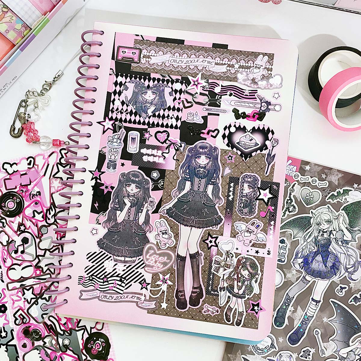 Deco สมุดภาพสติกเกอร์ DIY วัสดุตกแต่งเครื่องเขียนสติกเกอร์สาวอะนิเมะสมุดบันทึก Idol การ์ดโทรศัพท์กระเป๋าเดินทางแล็ปท็อป