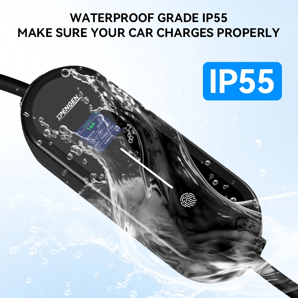 IPENGEN 3.5KW Draagbare EV Charger 5M Kabel Type2 IEC62196/GB/T Connector 16A 1 Fase Type1 Wallbox Opladen voor Elektrisch Voertuig