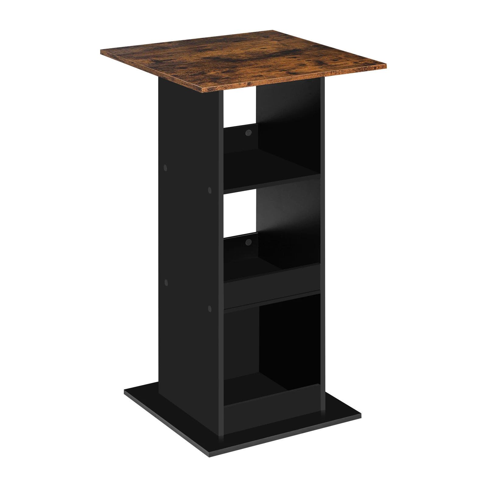 Mesa de bar de madera WOLTU, mesa de bistró marrón rústica con 3 estantes, mesa de mostrador cuadrada para cocina, comedor, altura del hogar, 112 cm