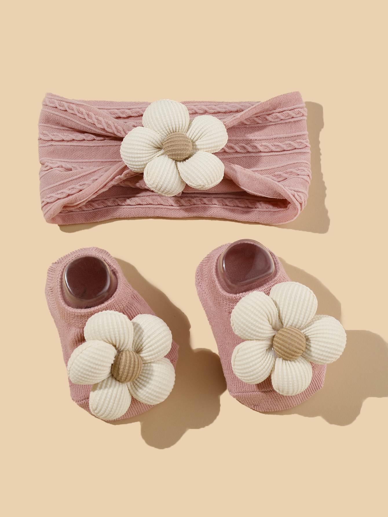 Baby Girls' Headband Socks Set, Flores fofas, Criança Princesa Sock, Acessórios para Cabelo Infantil, Presente, Recém-nascido, Outono, 2 pcs por conjunto