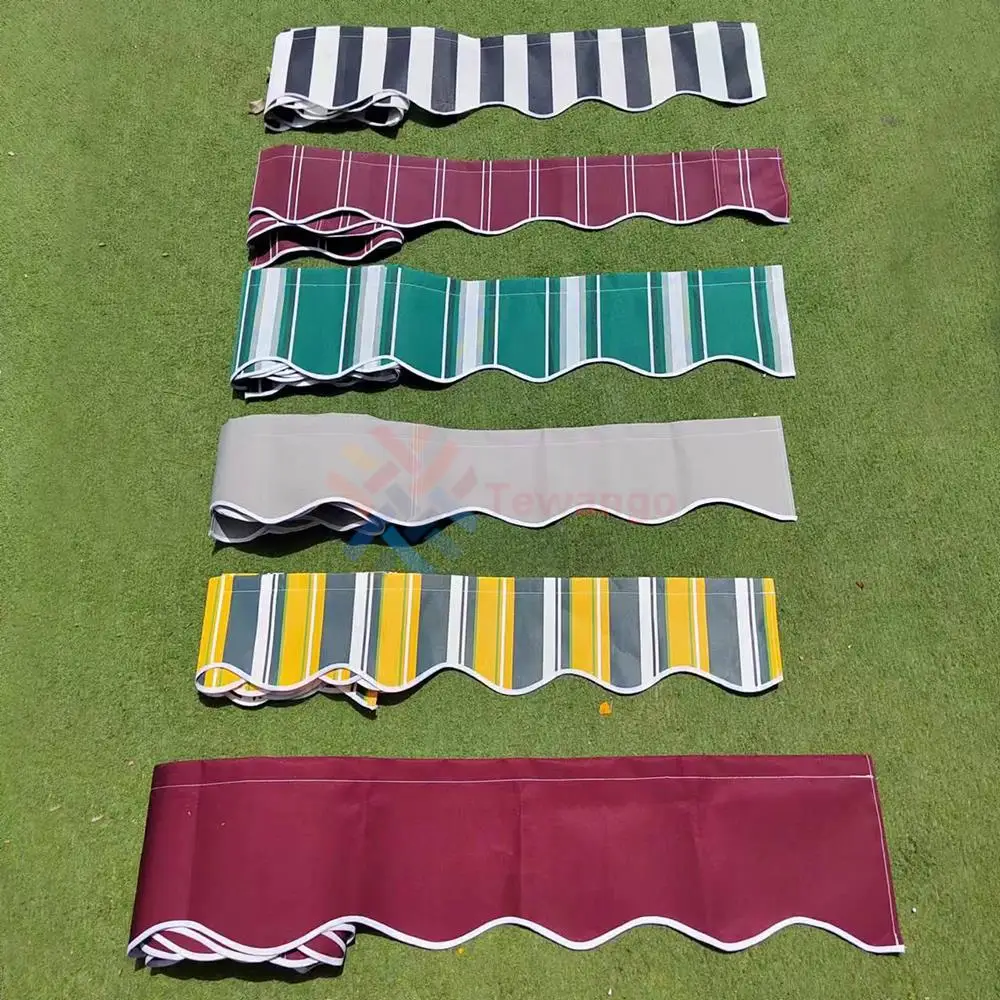 2.5m/3m/3.5m/4m/5m Store Banner Replacement Waterproof Fabric Strips Wavy Valance Sun Shade Canopy Patio Awning