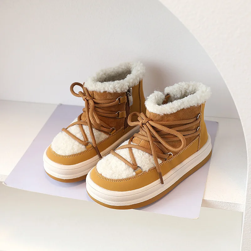 2024 ใหม่ฤดูใบไม้ร่วง/ฤดูหนาวรองเท้าเด็กสําหรับชาย WARM Plush ยาง Sole เด็กวัยหัดเดินเด็กรองเท้าผ้าใบแฟชั่นสาวรองเท้า 21-30