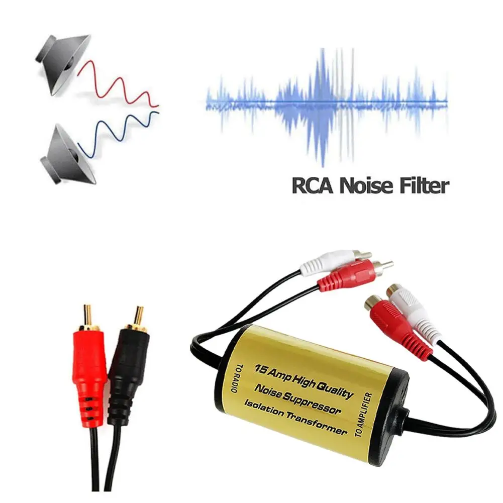 RCA Audio Noise Filter Anti-Noise Ground Loop-Isolator Noise Filter Eliminator Suppressor Ground Loop Lsolator Car Home Stereo
