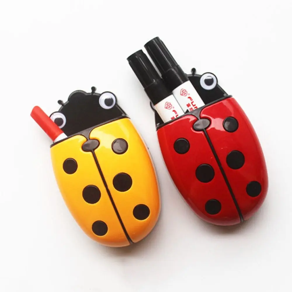 Ladybug Shape Whiteboard Pen Organizer Storage Box Save Space Whiteboard Marker Holder Plastic Eraser Design Magnetic Erase