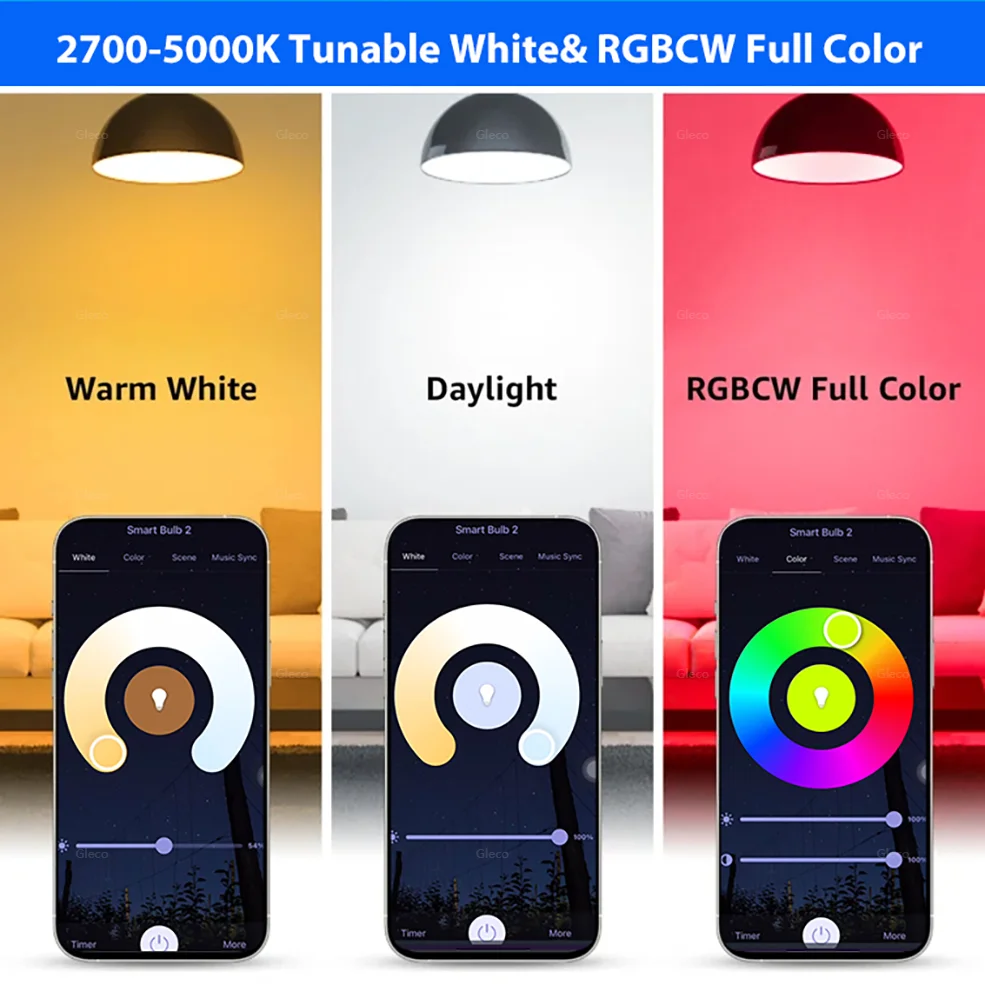 Bombillas LED inteligentes Tuya WiFi Bluetooth RGBCW 110V 220V lámpara LED Compatible con asistente de Google Alexa para decoración de habitaciones