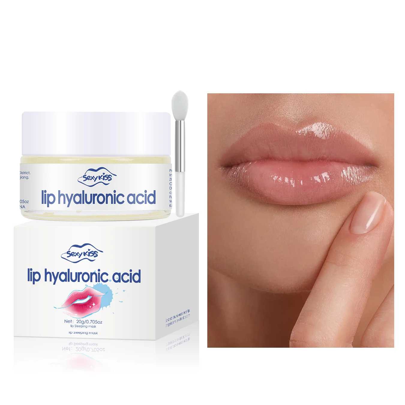 Máscara labial de colágeno com ácido hialurônico, 20g, hidratação profunda, esfoliação hidratante duradoura, dia e noite, pode ser dada como presente