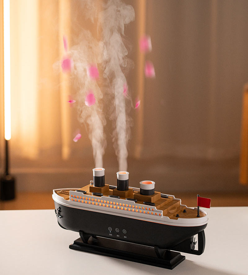Train Cannon Ultrasonic Air Humidifier Jellyfish Spray Essential Oils Aroma Diffuser Ship with Colourful Lights Remote Control