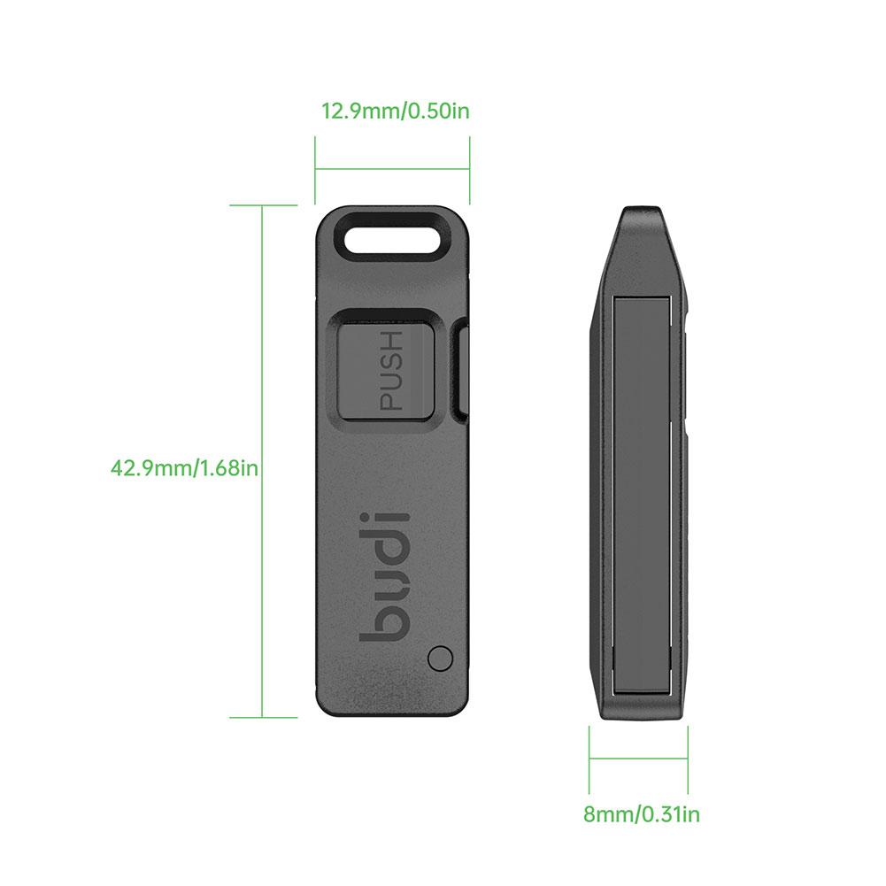 BUDI Anti-Lost Sim Card Eject Pin Needle Storage Box Universal Mobile Phone Steel Ejector Pin SIM TF Card Tray Opener Keyring