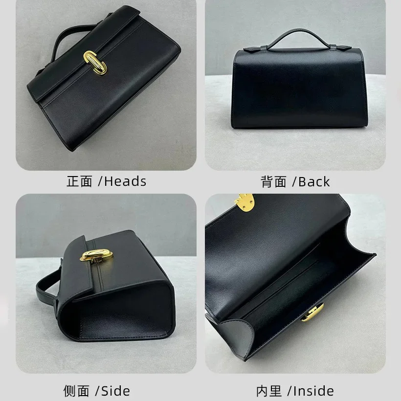 SAVETTE Brand New The Symmetry Pochette Genuine Leather Tote Women's Simple Handbag Small Square Row Bag Rectangular Bags
