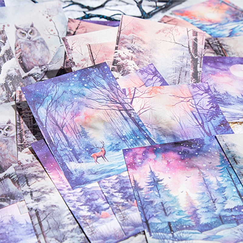 6Style 30Pcs/bag winter snow theme material paper creative handbook material DIY scrapbook envelope greeting card glass diary