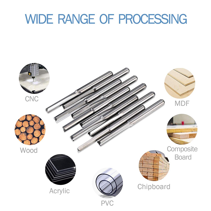 10pcs/lot 3.175mm Shank 2 Flute Straight Slot Milling Cutter Tungsten Carbide End Mill CNC Router Bit Engraving Bit Tools