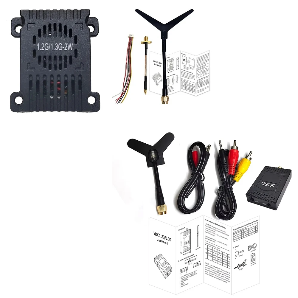 Transmisor y receptor de vídeo UAV analógico VTX 1,2 Ghz 1,3 Ghz 2W transmisión de Audio y vídeo 1,1G 1,2G 1,3G