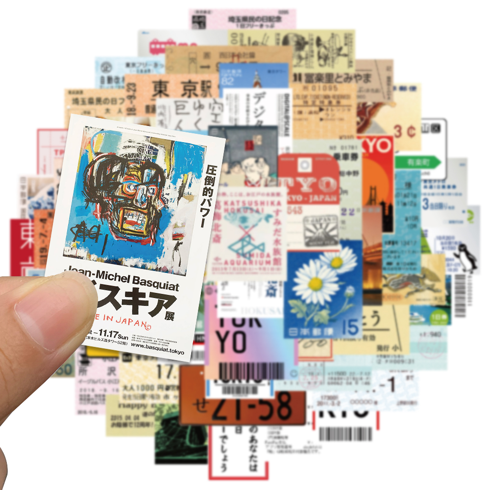 60 pçs cartão postal japonês bilhete ins estilo selo adesivo papelaria viagem diário bagagem capacete à prova dwaterproof água atacado adesivos
